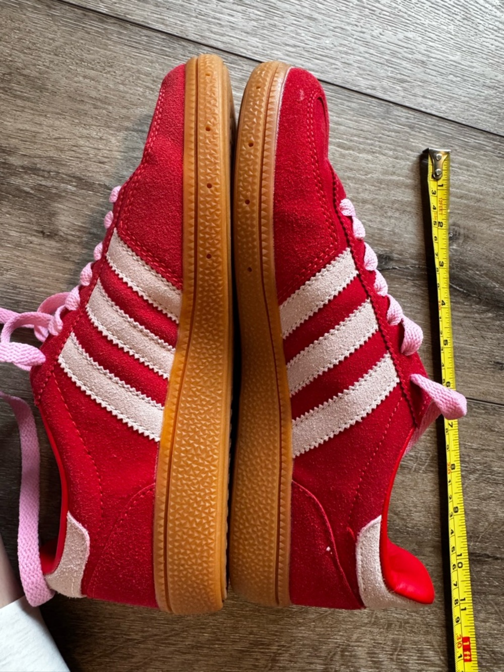 Adidas Handball Spezial Red Pink Gum Suede Sneakers Sz 6 - Picture 9 of 10